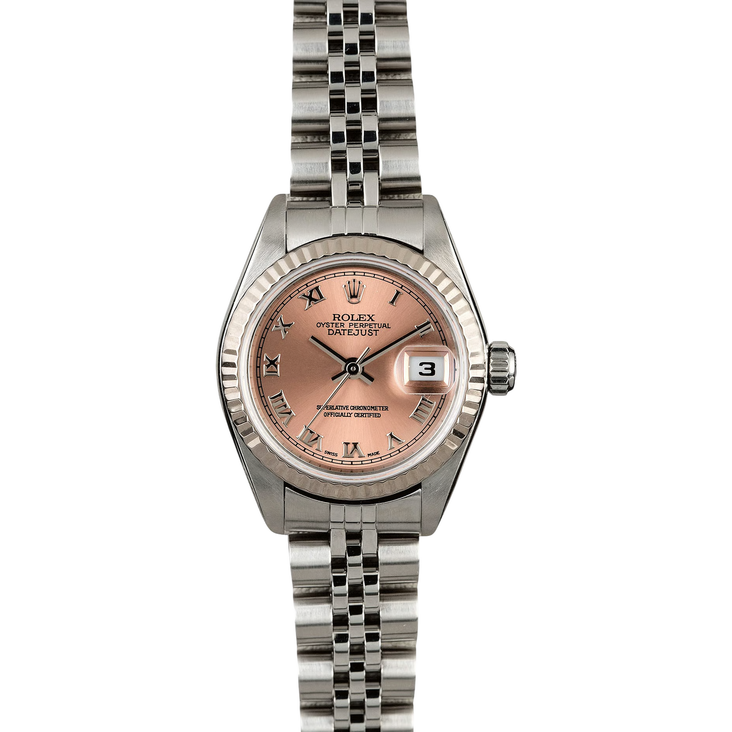 Rolex Lady Uhr mit römischem Zifferblatt in Lachsfarbe