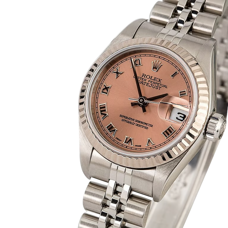 Rolex Lady Uhr mit römischem Zifferblatt in Lachsfarbe