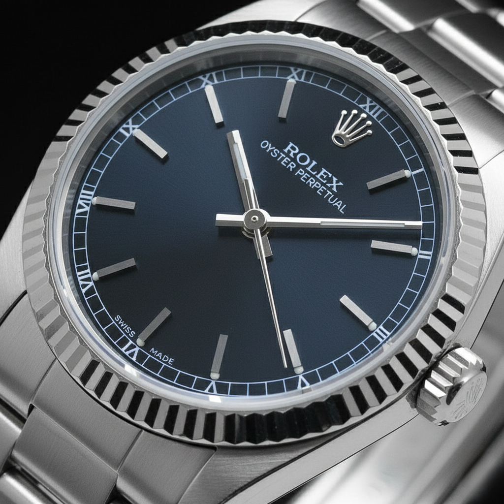 Rolex Stainless Steel mit Schmuckstein – Schrägansicht