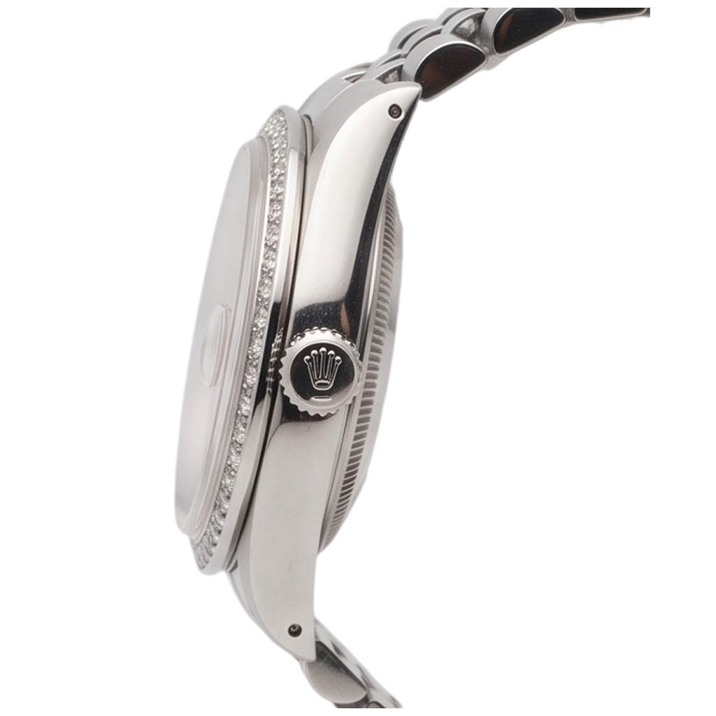Rolex-Uhr mit rosafarbenem Blumen-Zifferblatt, Edelstahl Jubilee Diamant, Rolex-Datum, einfach schnell eingestellt