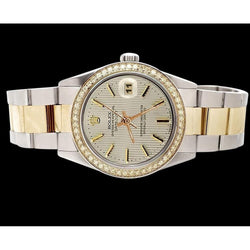 Rolex-Uhr Datejust Edelstahl & Gold Oyster-Armband Weißes Stick-Zifferblatt SCHNELLES EINSTELLEN