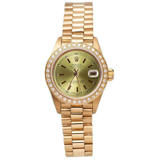 Rolex-Uhr im Präsidentenstil, Champagner-Zifferblatt, DG-Uhr mit Diamantlünette
