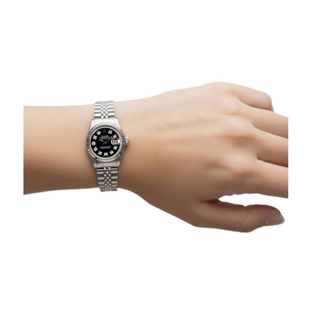 Rolex-Uhr mit Jubilee-Armband und schwarzem Diamant-Zifferblatt P5