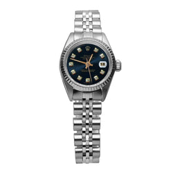 Rolex-Uhr mit schwarzem Diamant-Zifferblatt und Jubiläumsarmband aus Edelstahl
