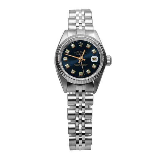 Rolex-Uhr mit schwarzem Diamant-Zifferblatt und Jubiläumsarmband aus Edelstahl
