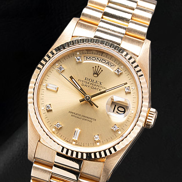 Naturreiner Brillant Rolex Karat Yellow Gold – Frontansicht