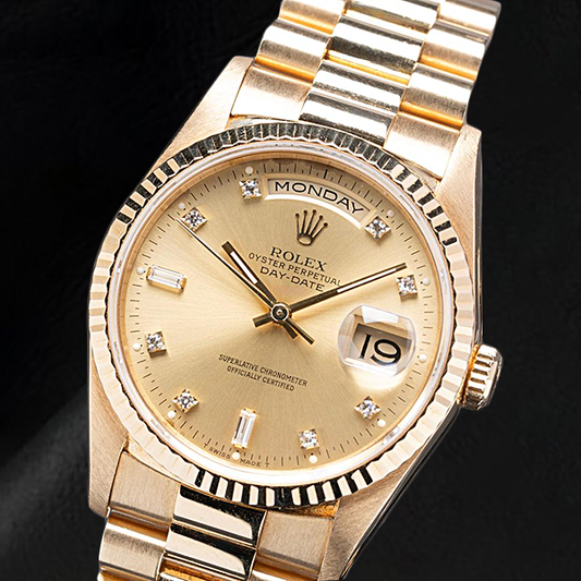 Naturreiner Brillant Rolex Karat Yellow Gold – Frontansicht