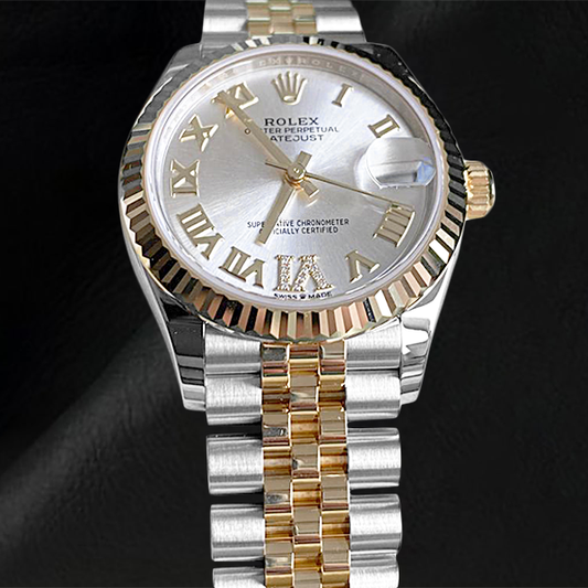 Rolex Sterling Silver Two Tone Gold mit Schmuckstein – Hauptansicht