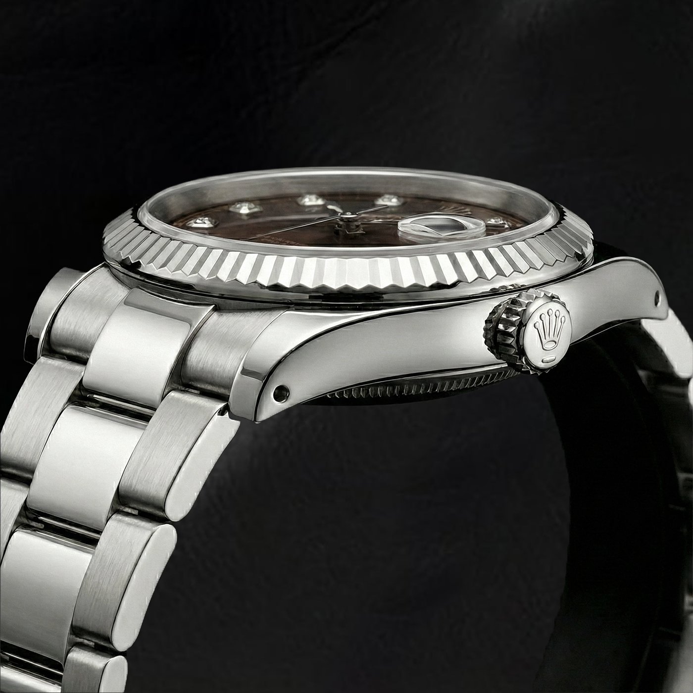 Rolex Stainless Steel mit Diamant – Frontansicht