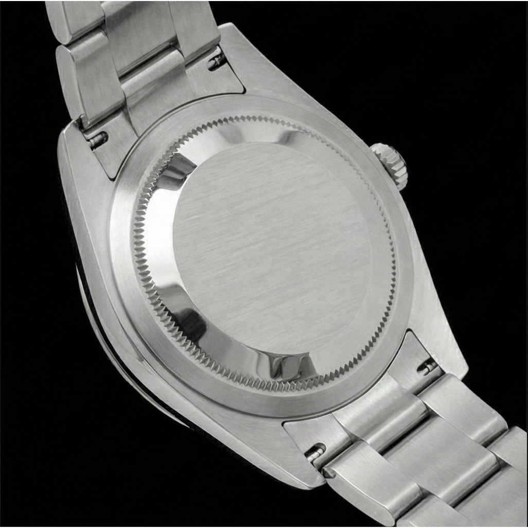 Echter Edler Diamant Rolex 0,20 Karat Stainless Steel – Rückansicht
