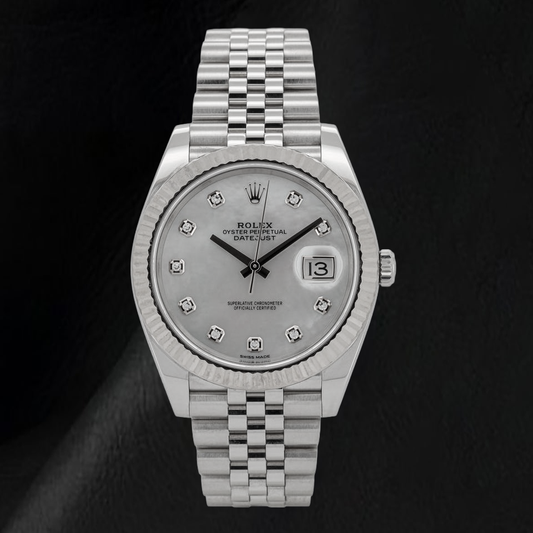 Rolex Datejust 41mm Perlmutt-Diamantzifferblatt Jubilé-Armband Edelstahl-Uhr