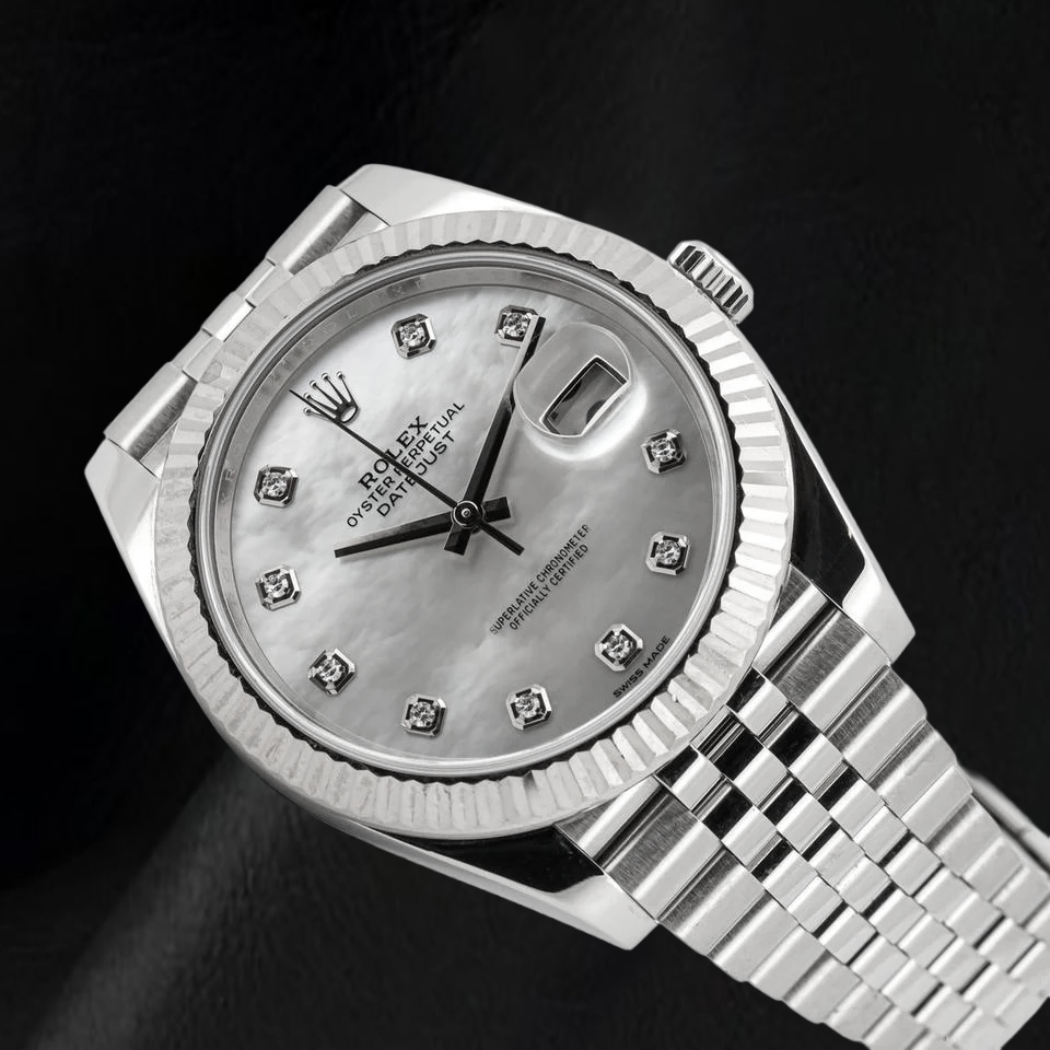 Rolex Datejust 41mm Perlmutt-Diamantzifferblatt Jubilé-Armband Edelstahl-Uhr