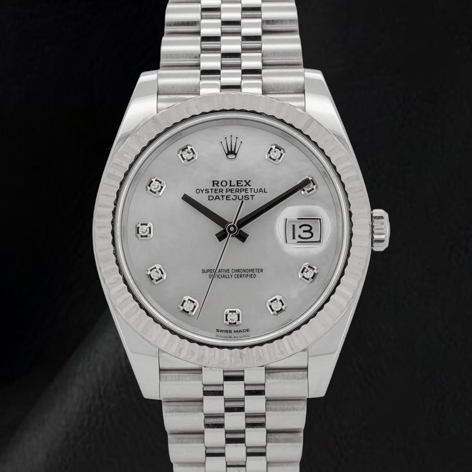 Rolex Datejust 41mm Perlmutt-Diamantzifferblatt Jubilé-Armband Edelstahl-Uhr
