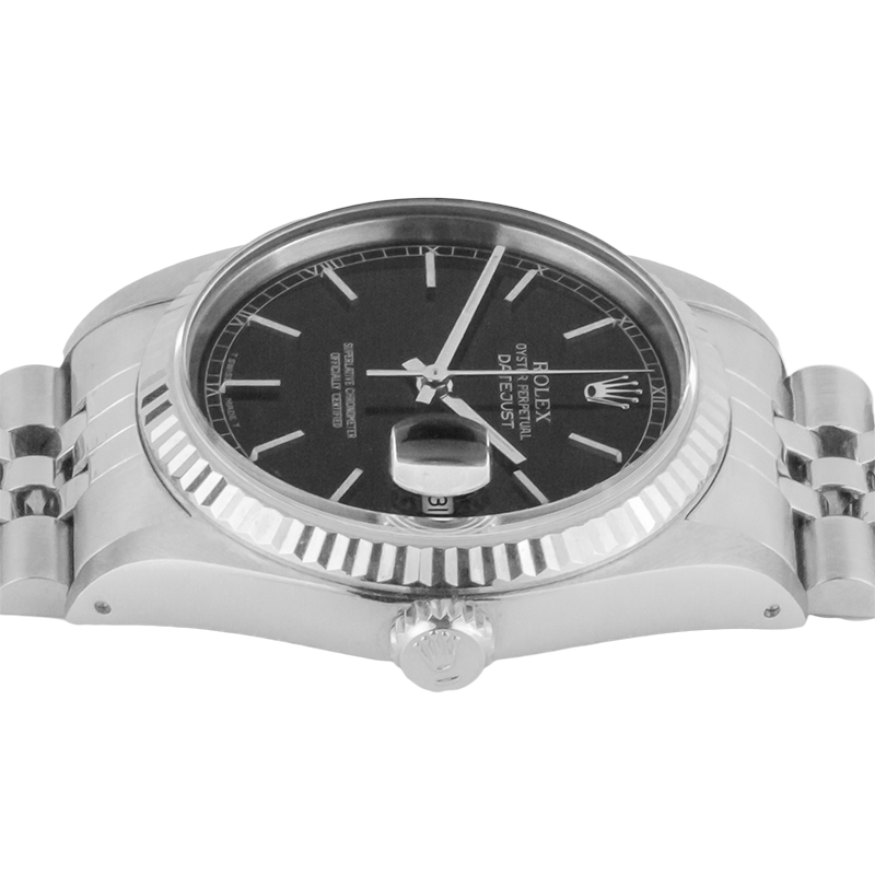 Rolex Stainless Steel mit Edelstein – Schrägansicht