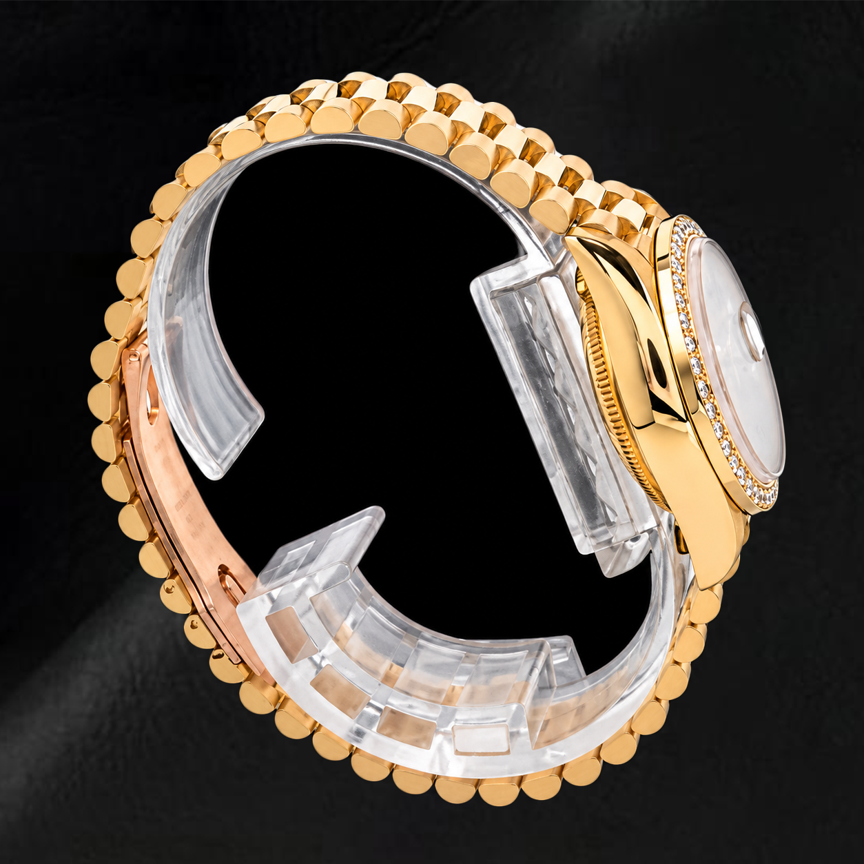 Rolex Datejust 26 mm 69178 Schwarzes Original-Diamantzifferblatt Diamantlünette Gelbgold
