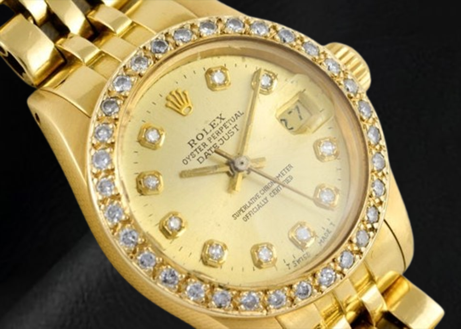 Rolex Datejust 26 mm Champagner Diamant Zifferblatt Präsident Uhr Gelbgold