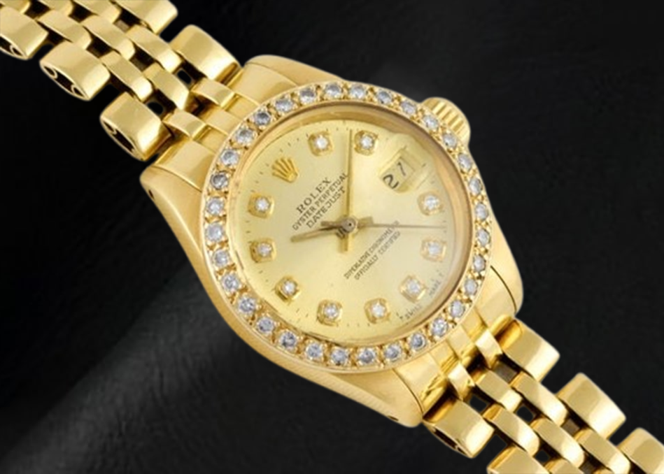 Rolex Datejust 26 mm Champagner Diamant Zifferblatt Präsident Uhr Gelbgold