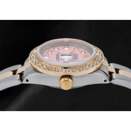 Rolex Datejust 26 mm, rosa Perlmutt-Zifferblatt mit Diamanten, zweifarbiges Oyster-Armband