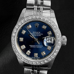 Rolex Datejust 26 mm dunkelblaues Diamant-Zifferblatt Edelstahl Jubilee-Armbanduhr