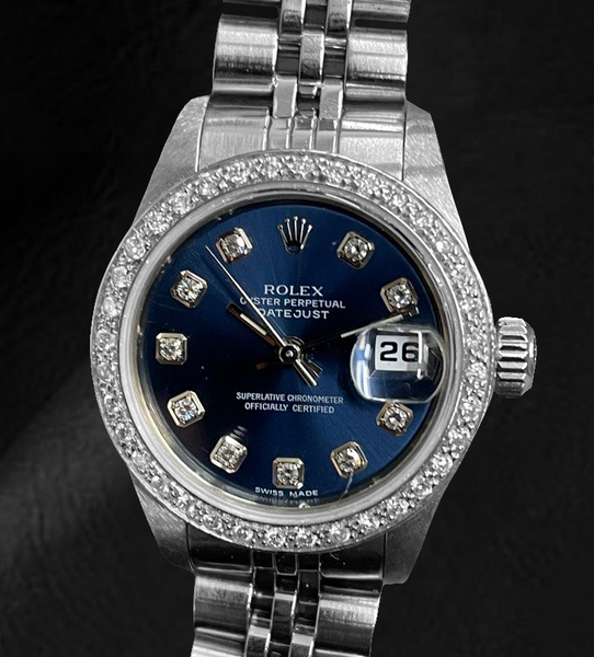 Rolex Datejust 26 mm dunkelblaues Diamant-Zifferblatt Edelstahl Jubilee-Armbanduhr