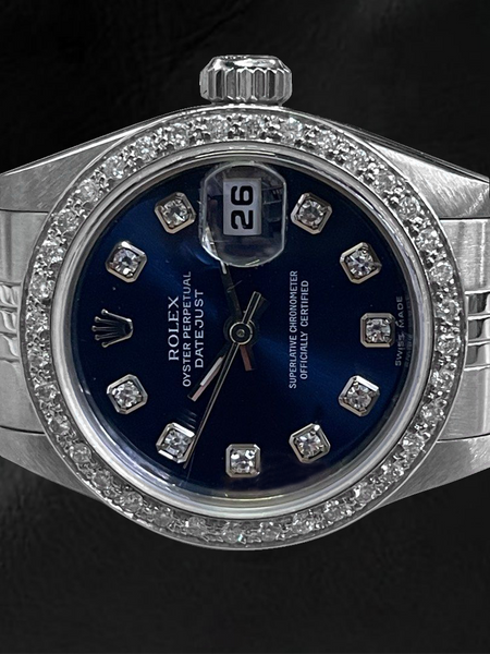 Rolex Datejust 26 mm dunkelblaues Diamant-Zifferblatt Edelstahl Jubilee-Armbanduhr