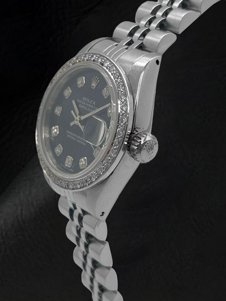 Rolex Datejust 26 mm dunkelblaues Diamant-Zifferblatt Edelstahl Jubilee-Armbanduhr