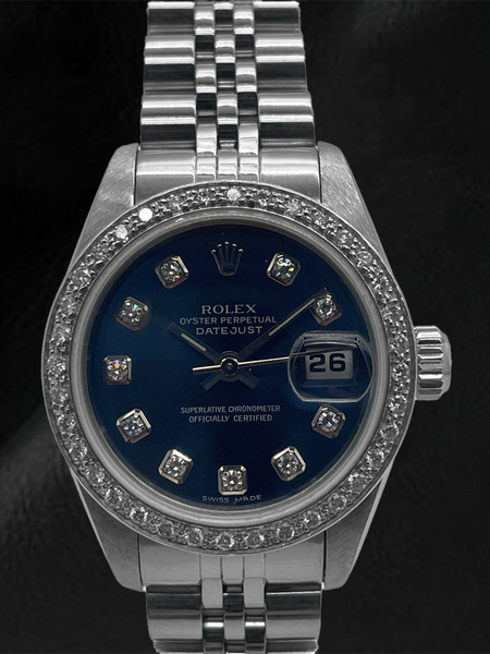 Rolex Datejust 26 mm dunkelblaues Diamant-Zifferblatt Edelstahl Jubilee-Armbanduhr