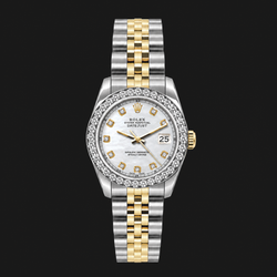 Rolex Datejust 6917 Damenuhr 26 mm Bicolor weißes Perlmutt Diamantzifferblatt