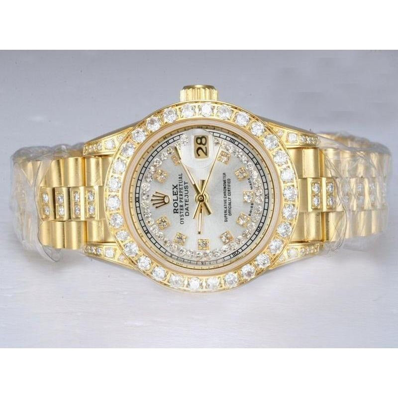 Rolex Datejust Eis raus Diamant Damenuhr Gelbgold Armband