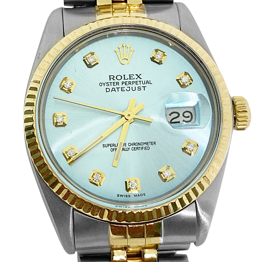 Rolex Datejust Für Herren, Blaues Edelstahl- und Gold-Jubilee-Armband, QUICK SET