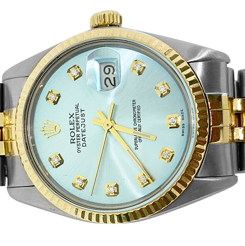 Rolex Datejust Für Herren, Blaues Edelstahl- und Gold-Jubilee-Armband, QUICK SET