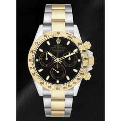 Rolex Daytona Chronograph Schwarzes Zifferblatt Stahl Gelbgold Bicolor Uhr