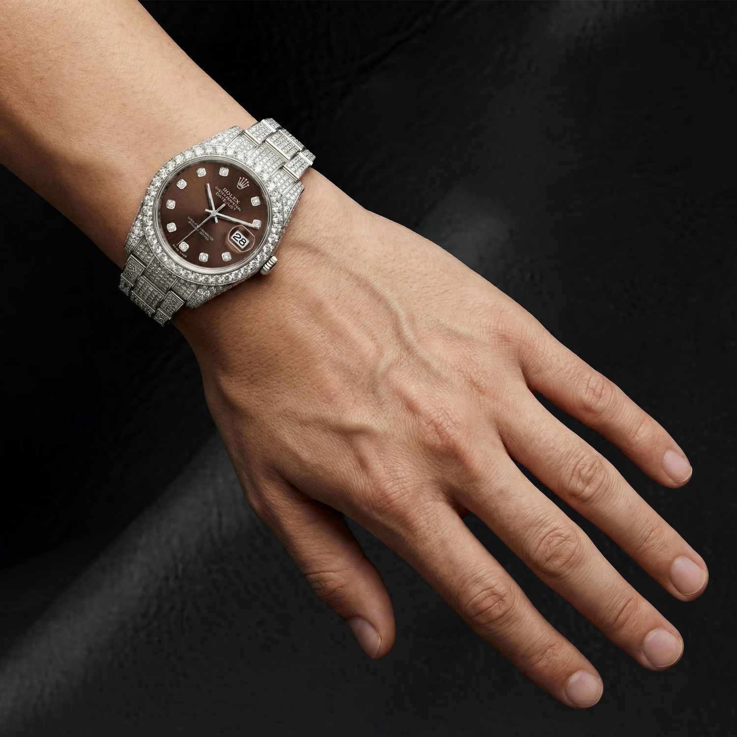 Authentischer Brillant Rolex 16,75 Karat Stainless Steel – Nahaufnahme
