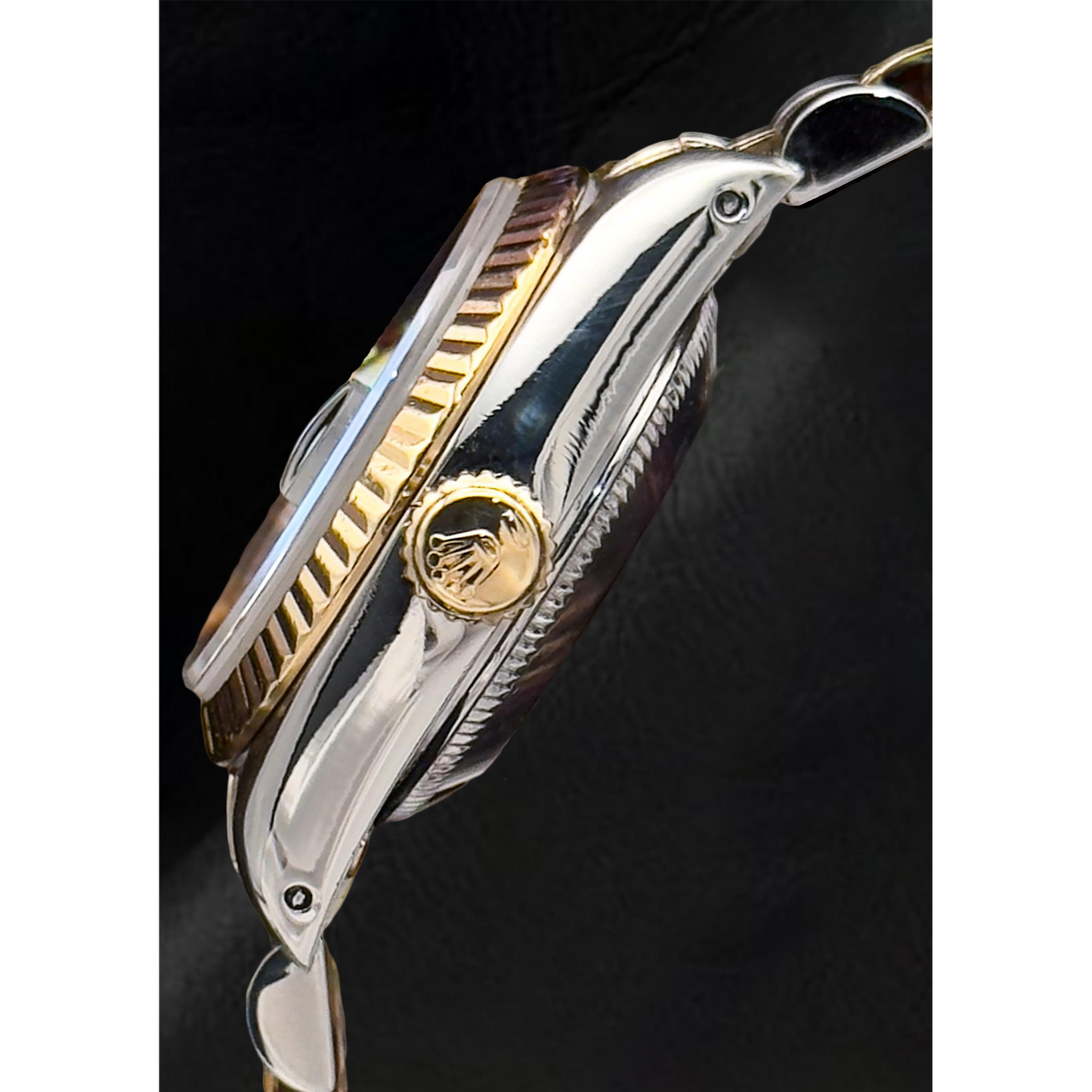 Rolex Two Tone mit Edelstein – Seitenansicht