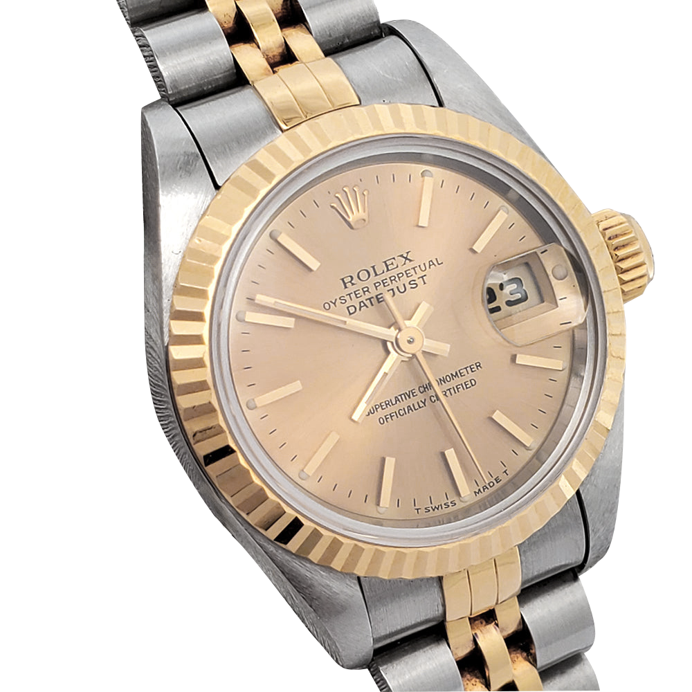 Rolex Lady-Datejust, 26 mm, zweifarbiges Zifferblatt mit champagnerfarbenem Stabmuster