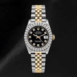 Rolex Datejust 6917 Damenuhr 26 mm Bicolor Schwarzes String-Diamantzifferblatt