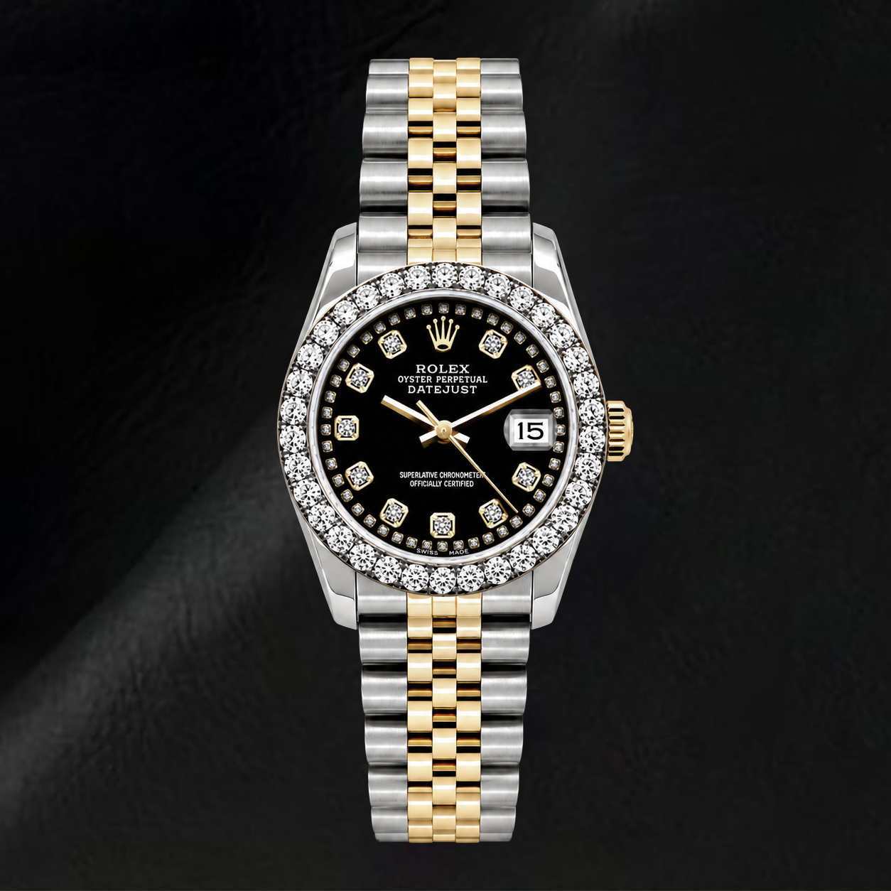 Rolex Datejust 6917 Damenuhr 26 mm Bicolor Schwarzes String-Diamantzifferblatt