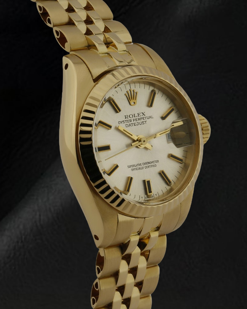 Rolex Lady Datejust 26 mm Gelbgold-Armbanduhr im President-Stil