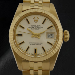 Rolex Lady Datejust 26 mm Gelbgold-Armbanduhr im President-Stil