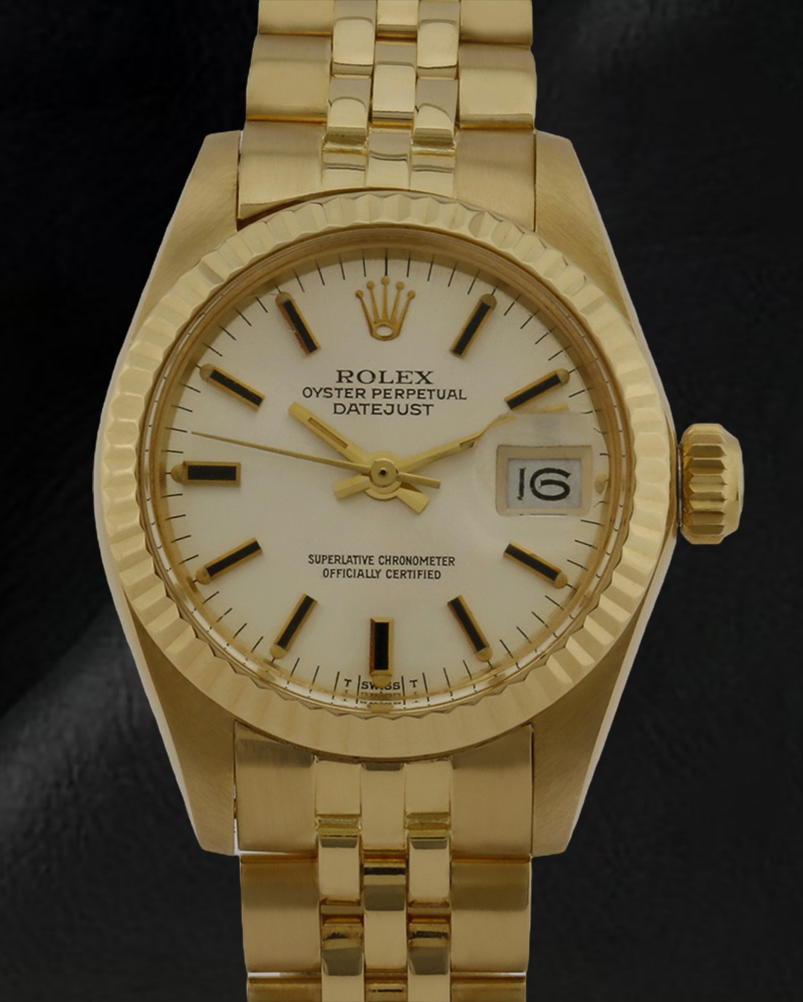 Rolex Lady Datejust 26 mm Gelbgold-Armbanduhr im President-Stil