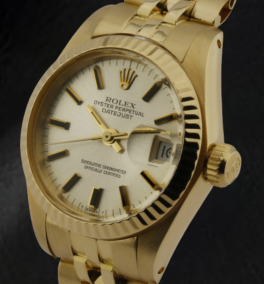 Rolex Lady Datejust 26 mm Gelbgold-Armbanduhr im President-Stil