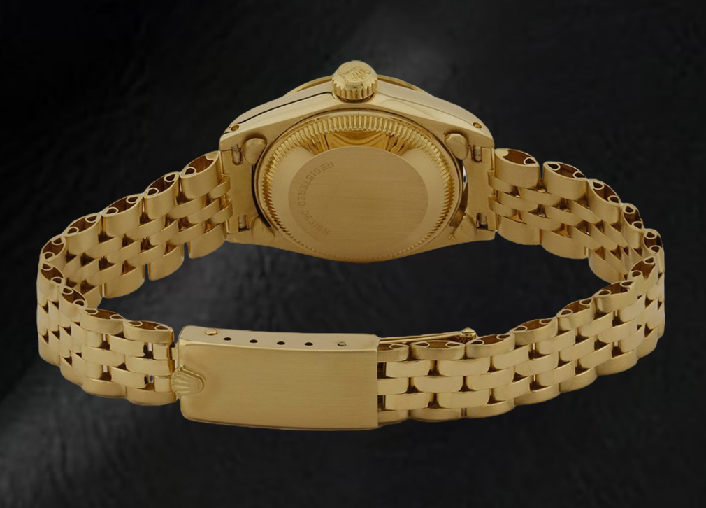 Rolex Lady Datejust 26 mm Gelbgold-Armbanduhr im President-Stil