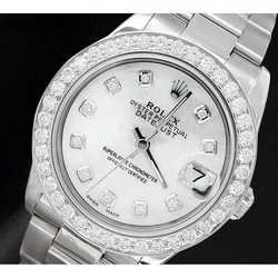 Rolex Lady Datejust 31 mm weißes Perlmutt-Diamant-Zifferblatt Edelstahluhr