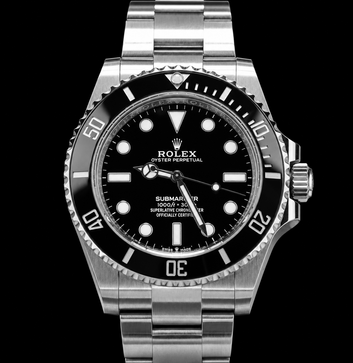 Rolex 124060 Submariner 41 mm Edelstahl Uhr mit schwarzem Zifferblatt