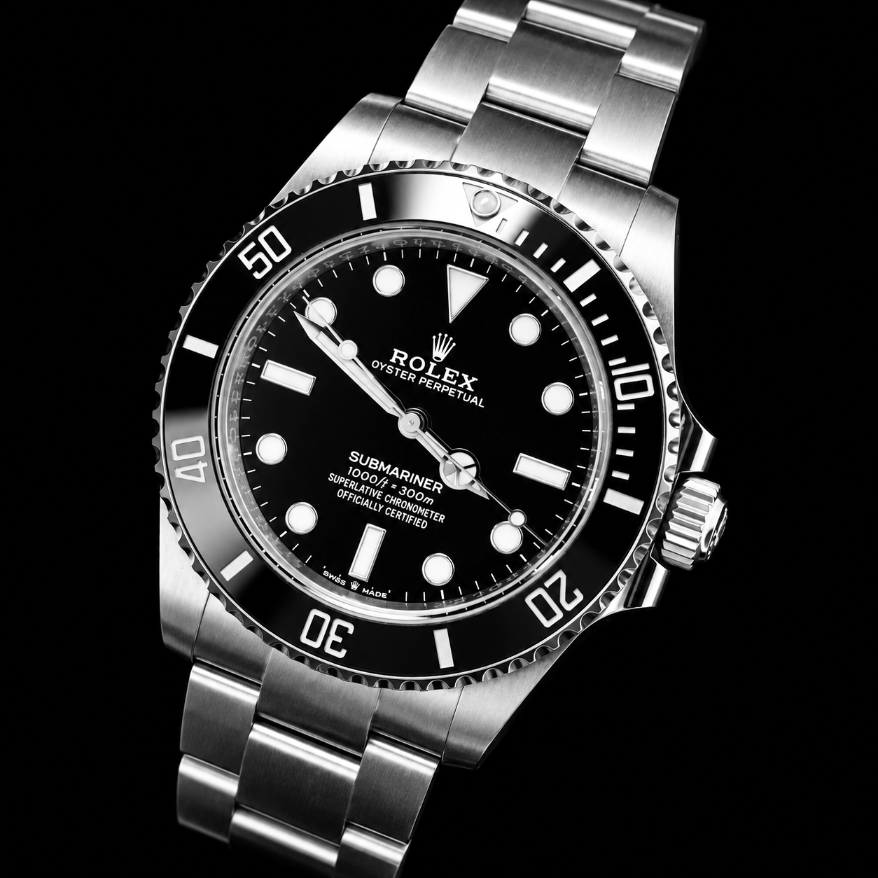 Rolex 124060 Submariner 41 mm Edelstahl Uhr mit schwarzem Zifferblatt
