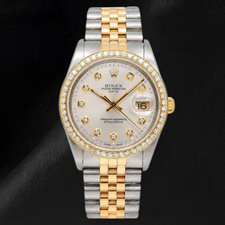 Rolex 15223 Silbernes Diamantzifferblatt 34 mm Bicolor Uhr