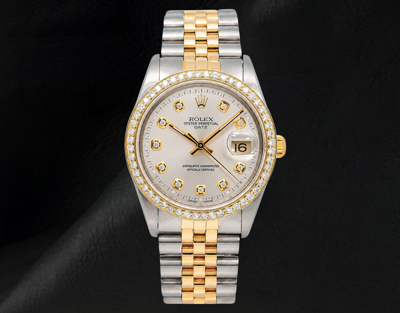 Rolex 15223 Silbernes Diamantzifferblatt 34 mm Bicolor Uhr