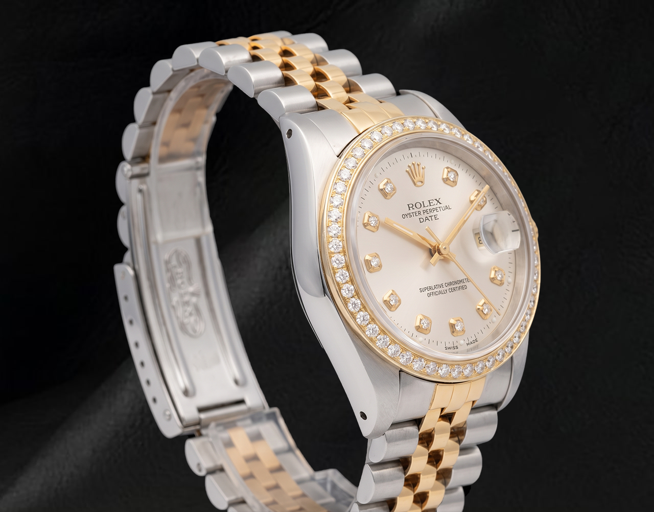 Rolex 15223 Silbernes Diamantzifferblatt 34 mm Bicolor Uhr