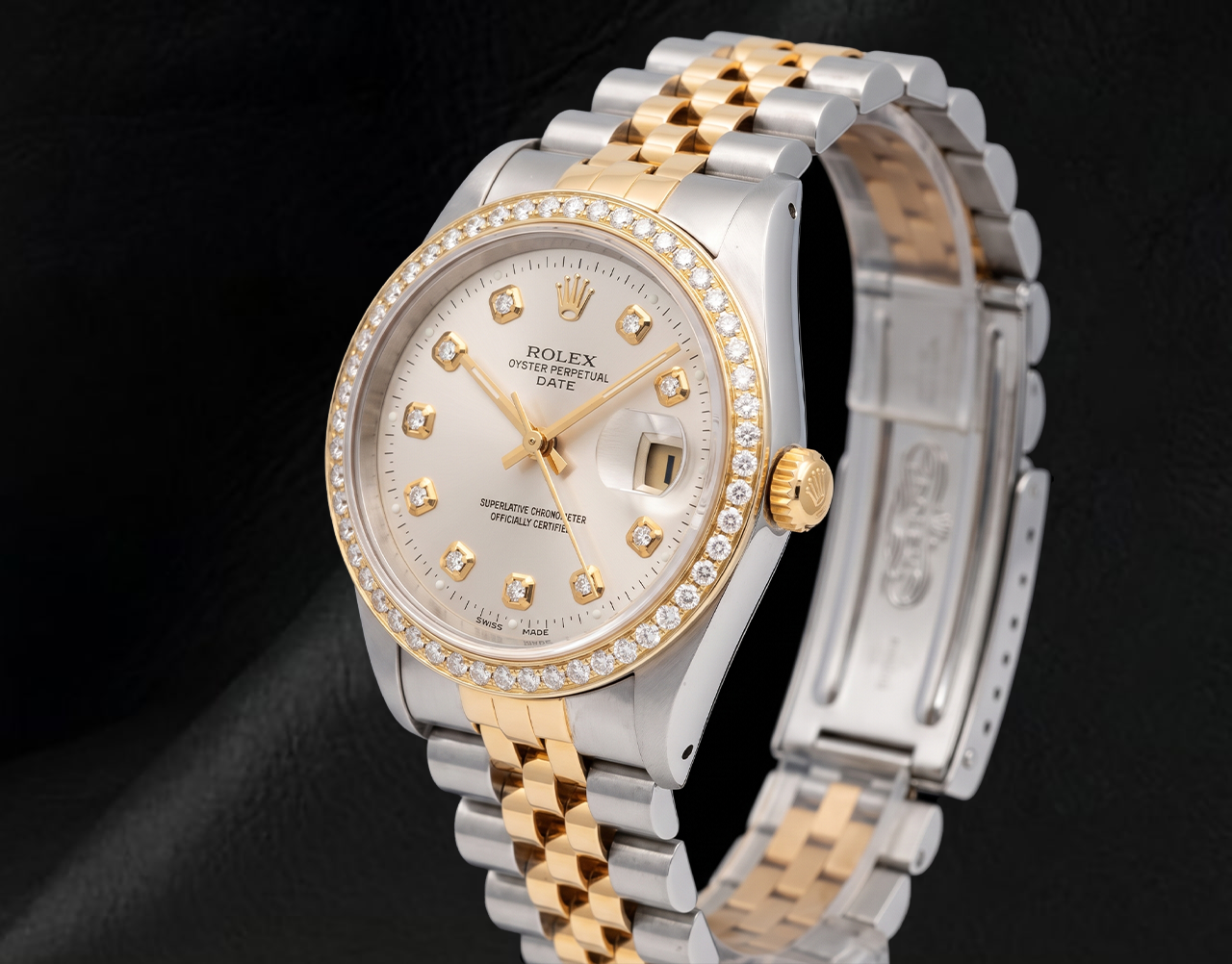 Rolex 15223 Silbernes Diamantzifferblatt 34 mm Bicolor Uhr