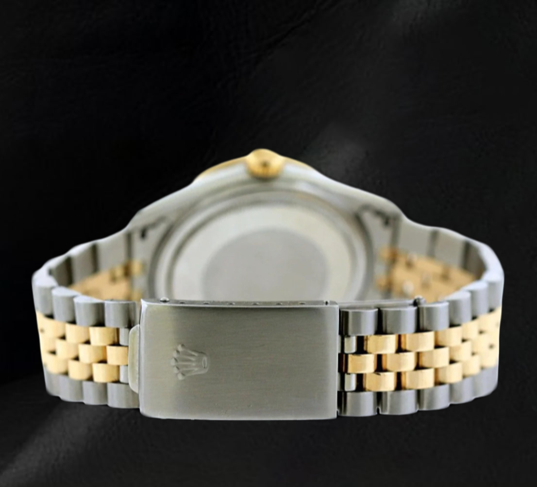 Rolex 16013 36 mm Bicolor Uhr mit champagnerfarbenem Jubilé-Zifferblatt, römischen Ziffern und Diamantlünette